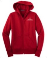 Ladies Full Zip Hooded Fleece Jacket - Red 