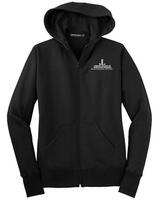Ladies Full Zip Hooded Fleece Jacket - Black